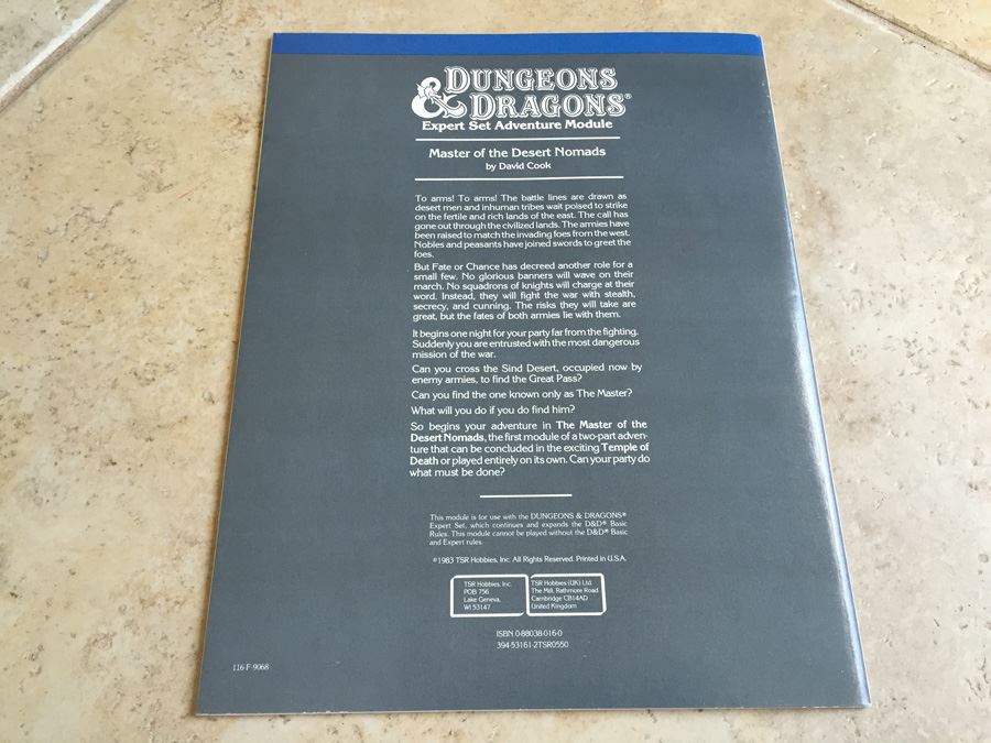 Master Of The Desert Nomads Dungeons Dragons Expert Module X4 TSR 1983