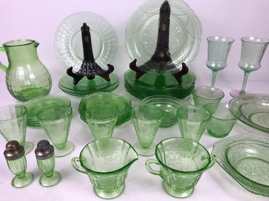 Collection Of Green Uranium Vaseline Glass