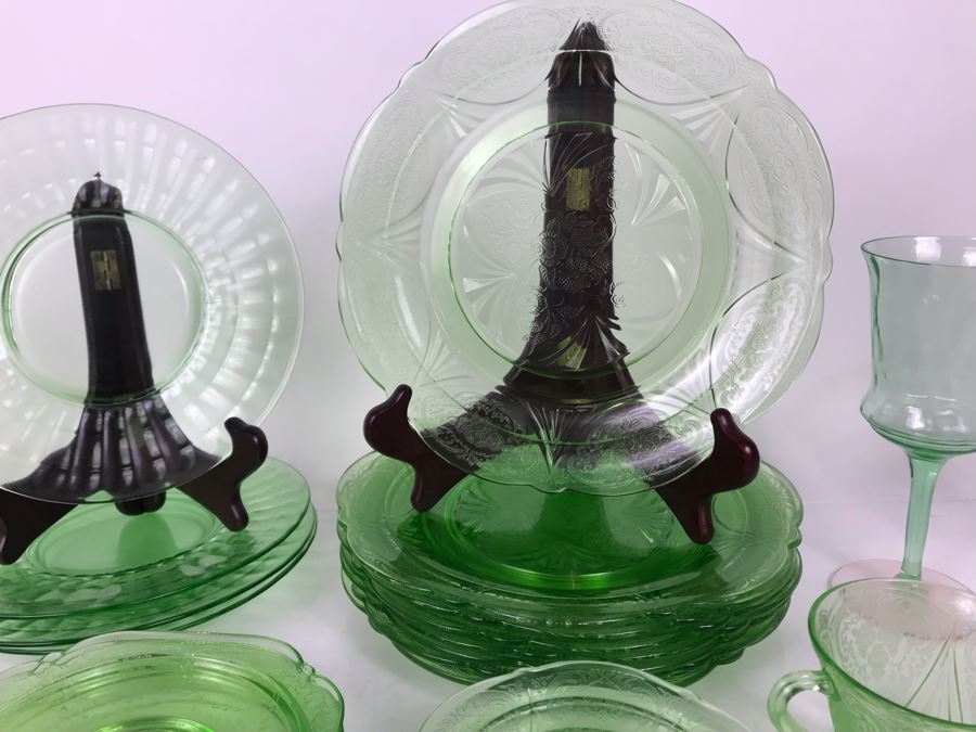 Collection Of Green Uranium Vaseline Glass