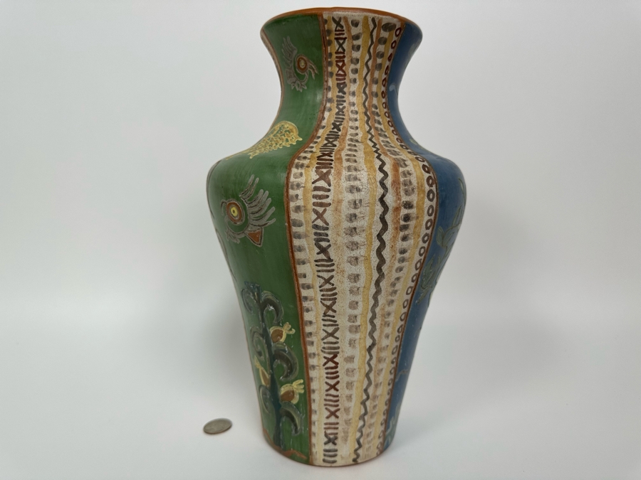 Handmade Signed Seminario Behar Urubamba Cusco Peru Pottery Vase H
