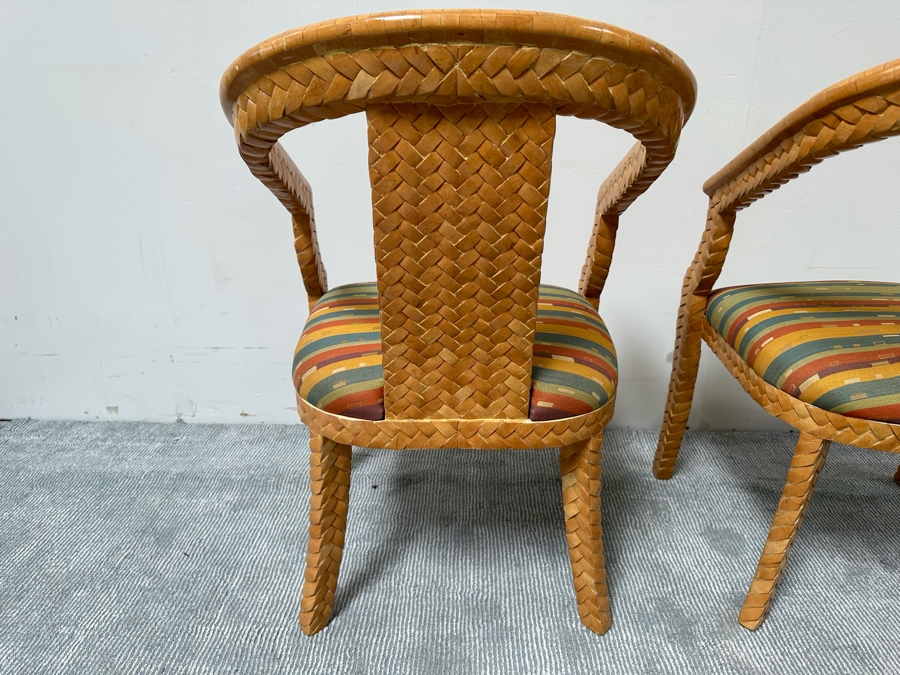 Pair Of Designer Carlo Pessina Madura Armchairs Made With Coconut Shell