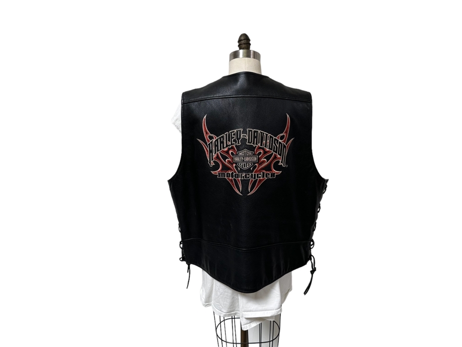 Harley Davidson Leather Vest Xl Cr