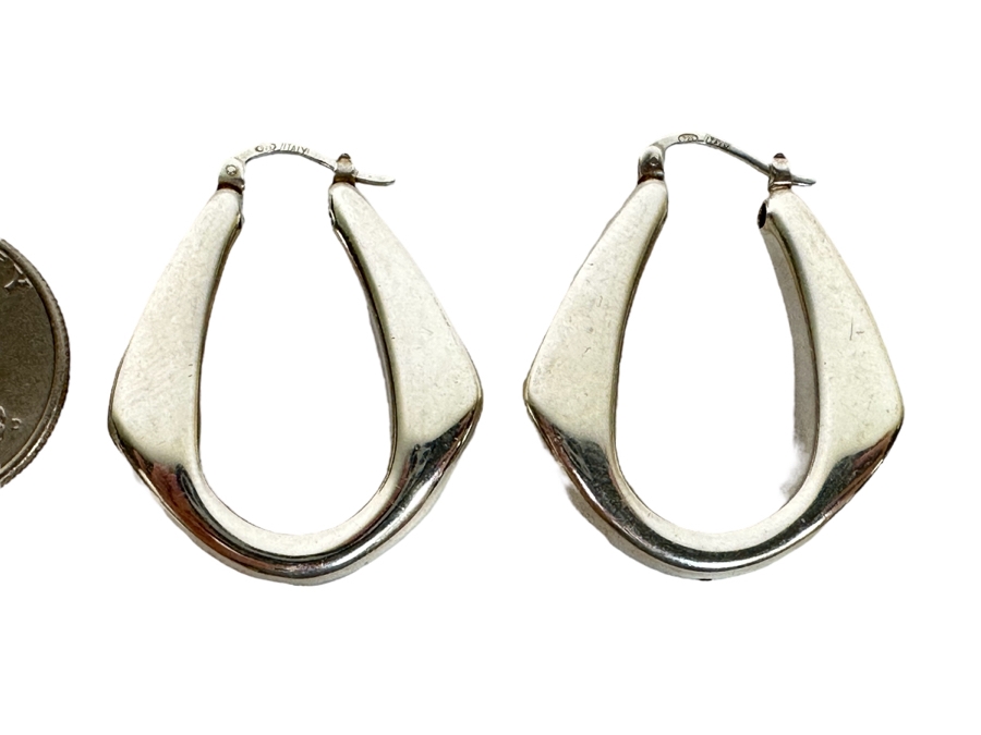 Sterling Silver Modernist Earrings From Italy G