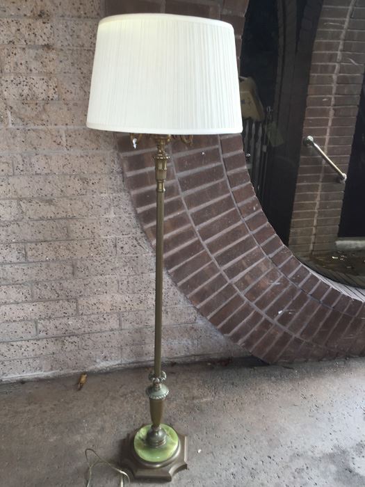 Vintage Candelabra Torchiere Floor Lamp With Green Marble Base [Photo 1]