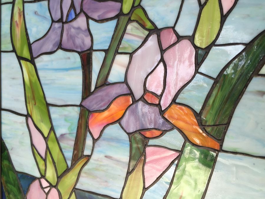 Pair Of Framed Stained Glass Windows Artwork With Chain For Hanging [Photo 8]