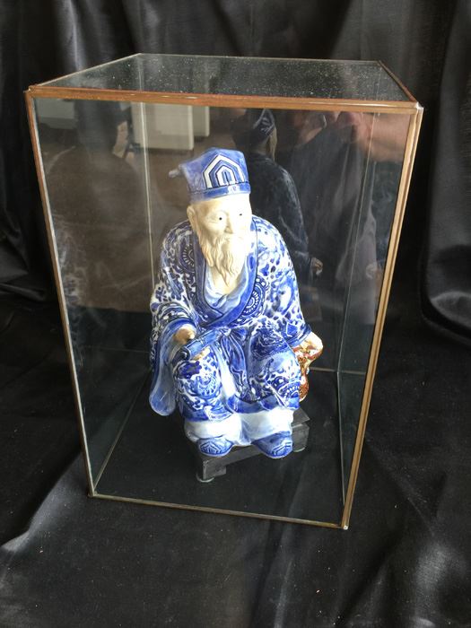 Vintage Chinese Statue Of Elder - Comes With Glass Display Case And Wooden Stand [Photo 4]