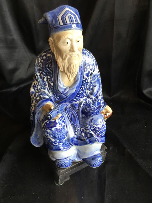 Vintage Chinese Statue Of Elder - Comes With Glass Display Case And Wooden Stand [Photo 2]