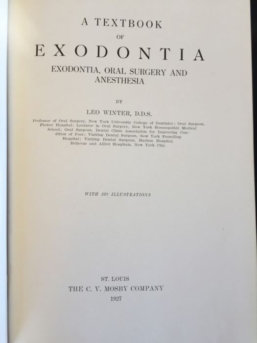 Textbook Of Exodontia - Winter - 1927 [Photo 1]
