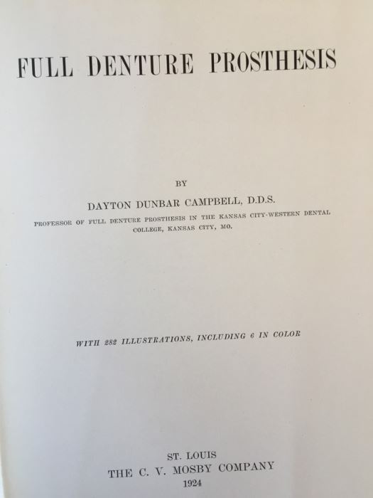 Full Denture Prosthesis Book - Campbell - 1924 [Photo 2]