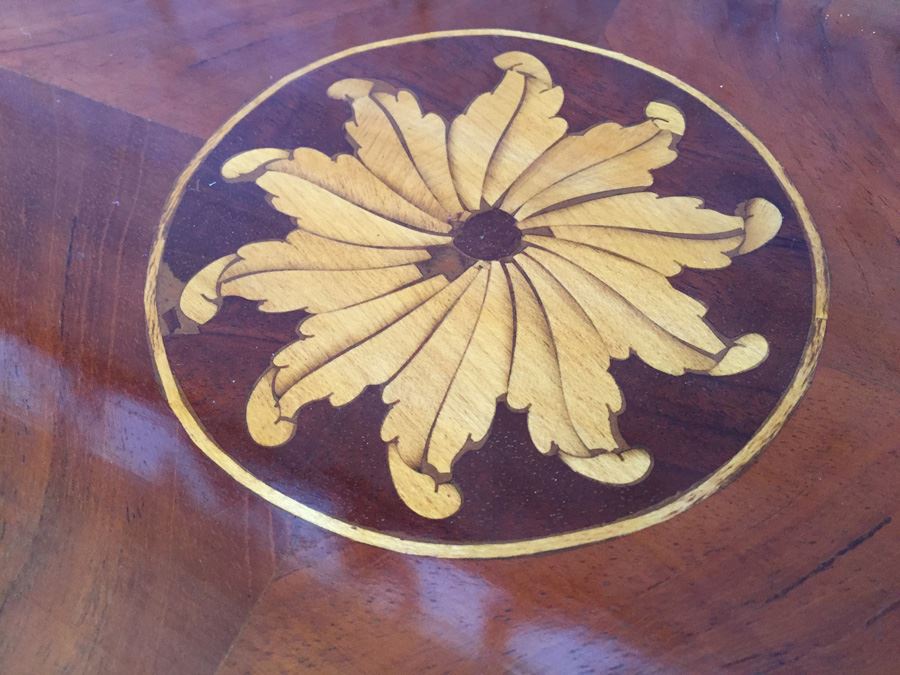 Writing Desk With Beautiful Inlay Work And Gold Metal Accents [Photo 2]
