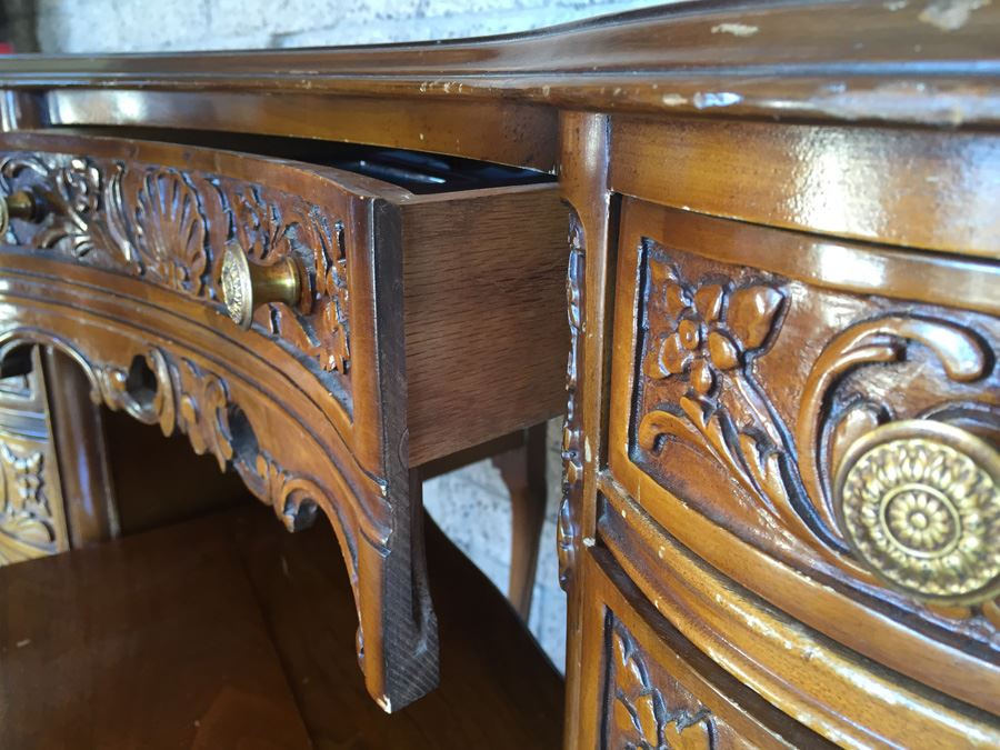 Antique Kidney Shaped Desk With Chair [Photo 21]
