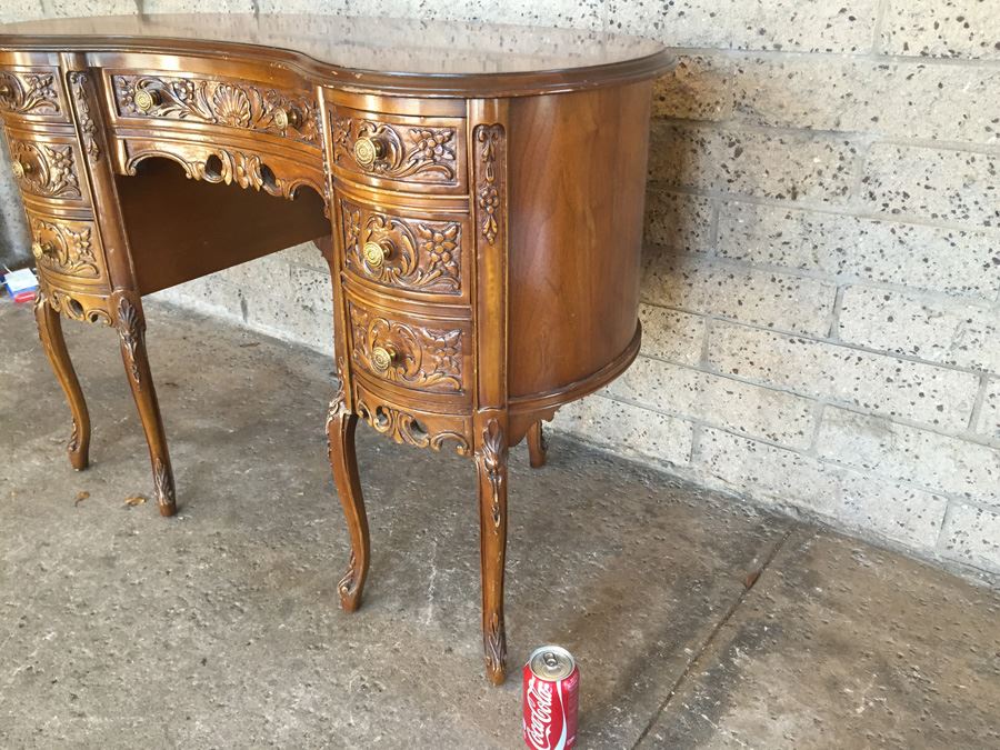 Antique Kidney Shaped Desk With Chair [Photo 10]