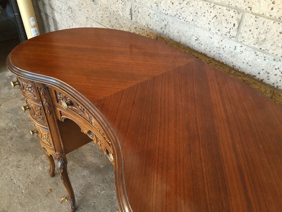 Antique Kidney Shaped Desk With Chair [Photo 7]