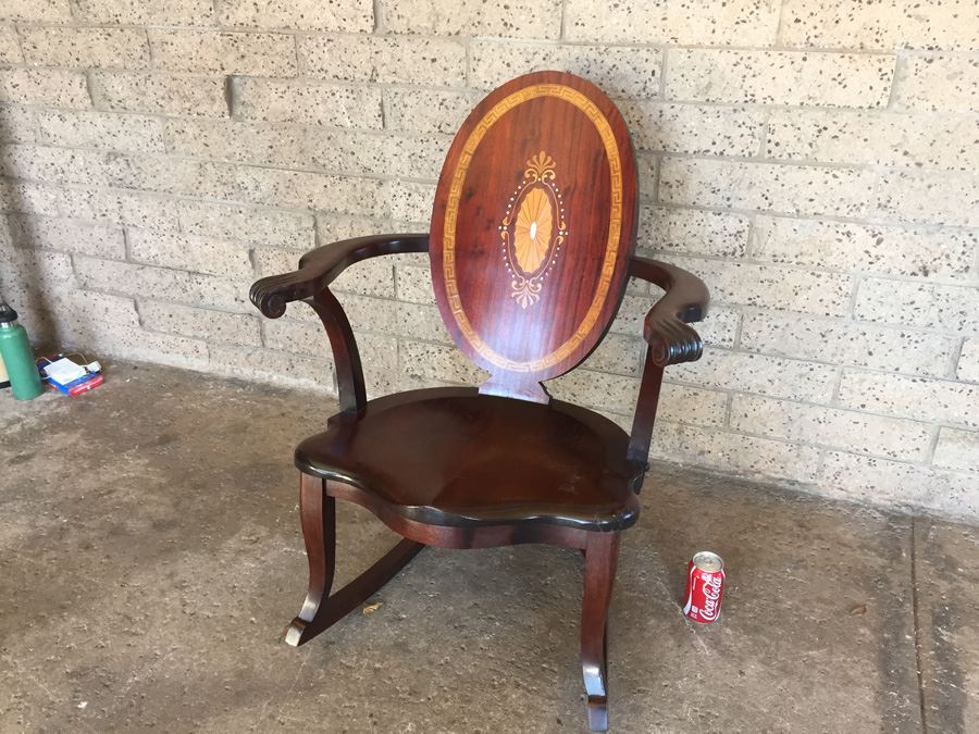 Rocking Chair With Beautiful Mother Of Pearl And Wood Inlay Work [Photo 4]