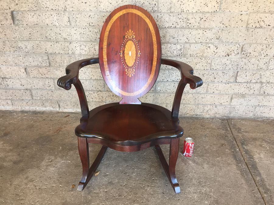 Rocking Chair With Beautiful Mother Of Pearl And Wood Inlay Work [Photo 1]