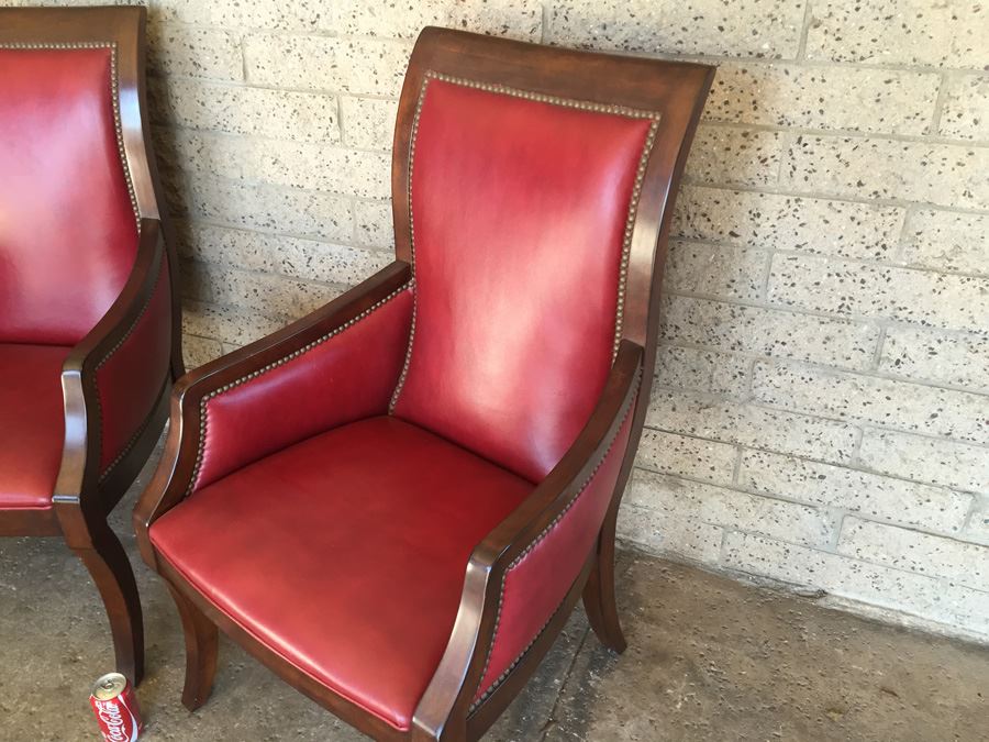 Pair Of Red Drexel Arm Chairs [Photo 6]