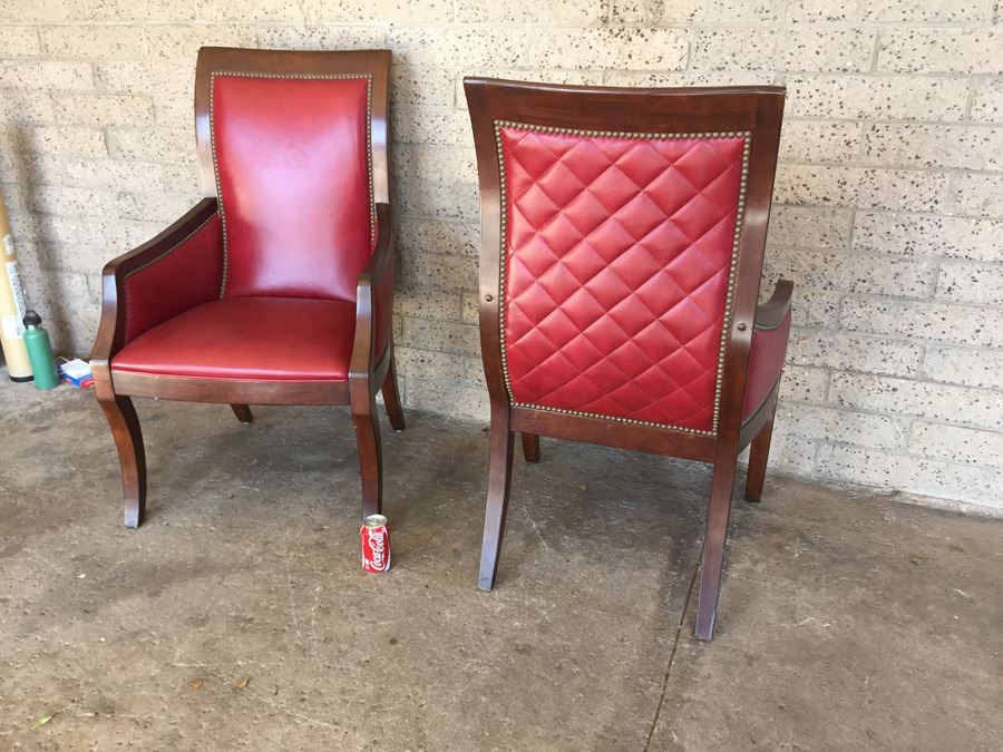 Pair Of Red Drexel Arm Chairs [Photo 10]