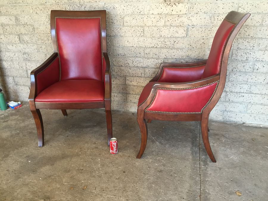 Pair Of Red Drexel Arm Chairs [Photo 9]
