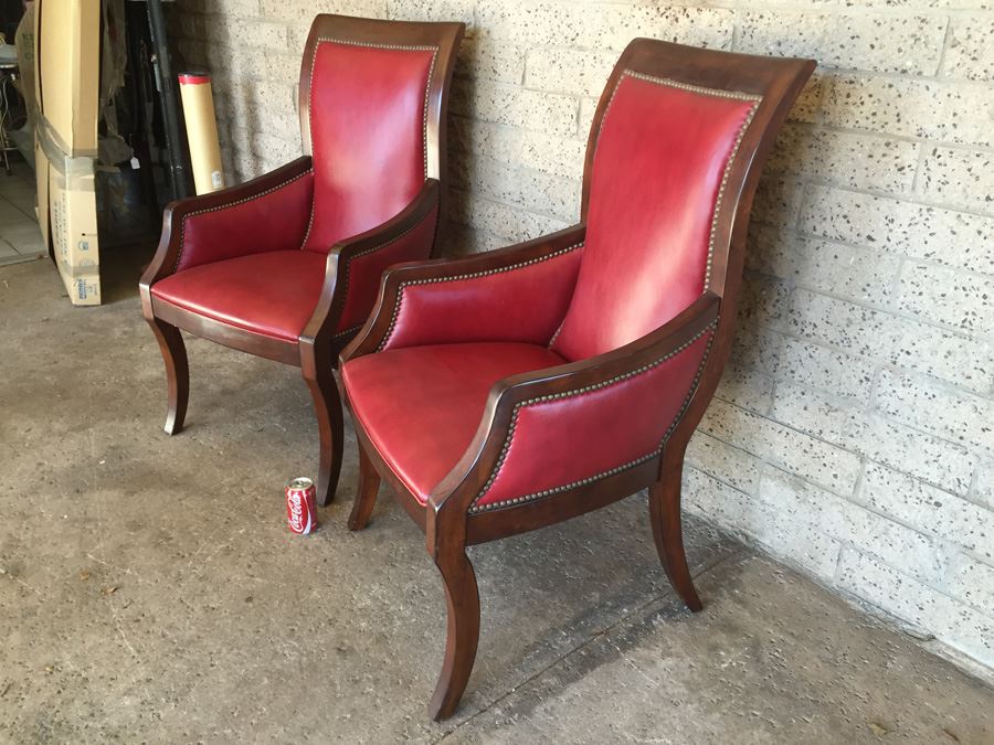 Pair Of Red Drexel Arm Chairs [Photo 5]