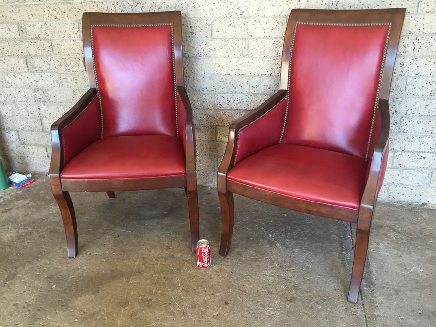 Pair Of Red Drexel Arm Chairs [Photo 8]