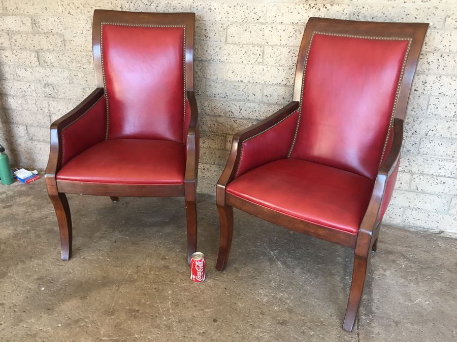 Pair Of Red Drexel Arm Chairs [Photo 1]