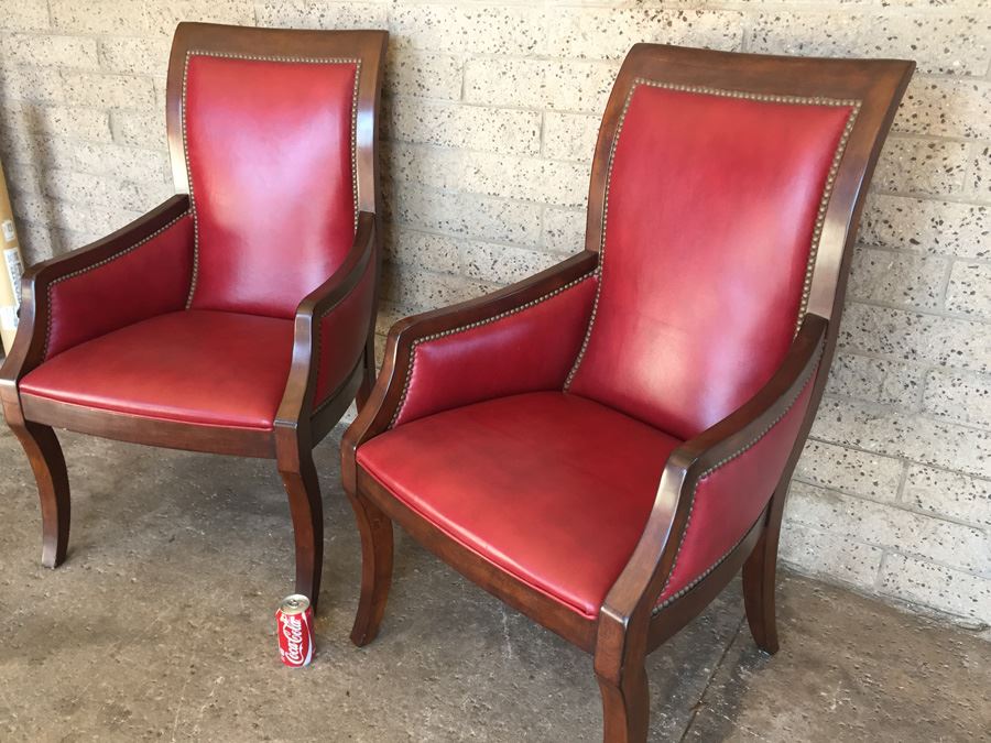 Pair Of Red Drexel Arm Chairs [Photo 4]