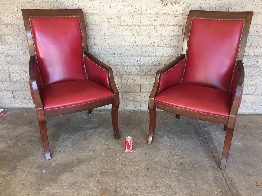 Pair Of Red Drexel Arm Chairs [Photo 13]