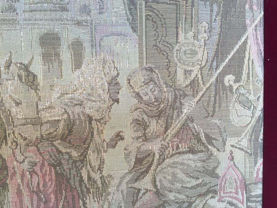 Antique 200 Year Old Petit Pointe Tapestry Showing Biblical Scene [Photo 19]