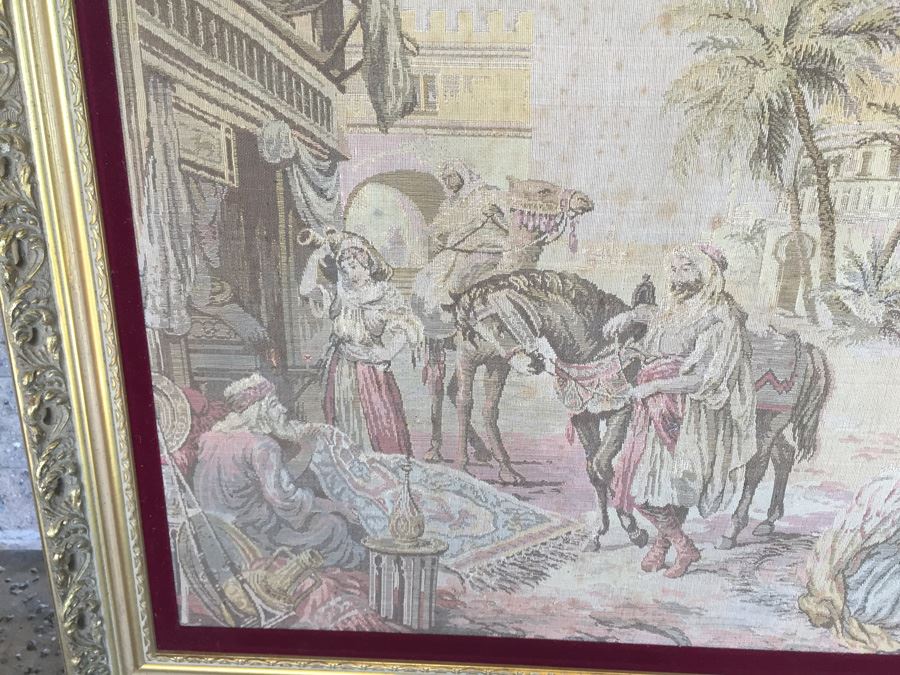 Antique 200 Year Old Petit Pointe Tapestry Showing Biblical Scene [Photo 8]
