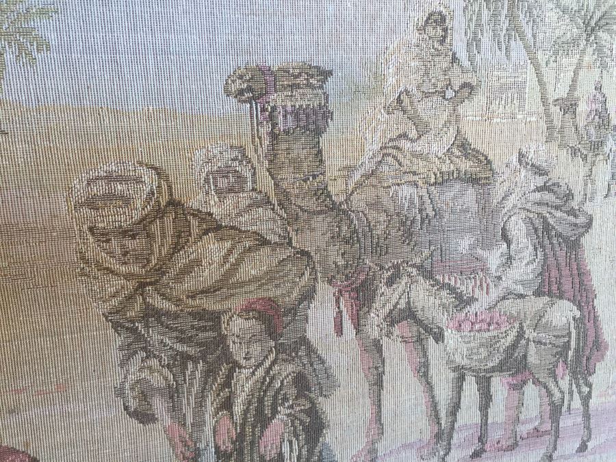 Antique 200 Year Old Petit Pointe Tapestry Showing Biblical Scene [Photo 15]