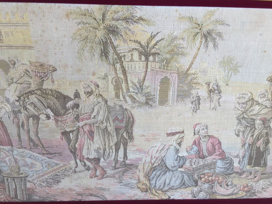 Antique 200 Year Old Petit Pointe Tapestry Showing Biblical Scene [Photo 7]