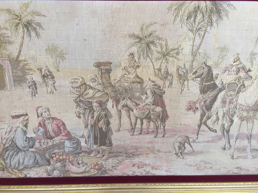 Antique 200 Year Old Petit Pointe Tapestry Showing Biblical Scene [Photo 6]