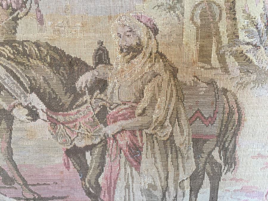 Antique 200 Year Old Petit Pointe Tapestry Showing Biblical Scene [Photo 12]