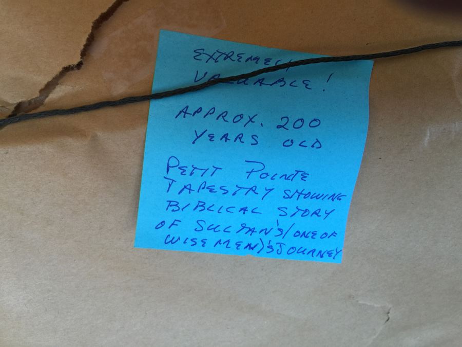 Antique 200 Year Old Petit Pointe Tapestry Showing Biblical Scene [Photo 3]