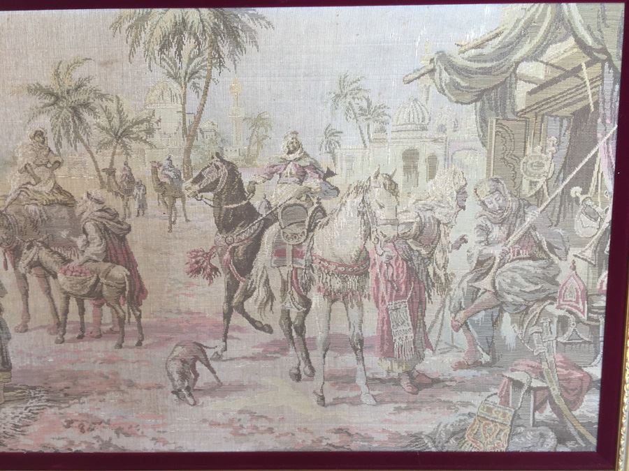 Antique 200 Year Old Petit Pointe Tapestry Showing Biblical Scene [Photo 5]