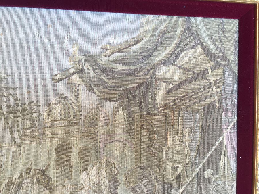 Antique 200 Year Old Petit Pointe Tapestry Showing Biblical Scene [Photo 23]