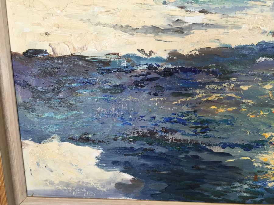 Abstract Mid-Century Oil Painting Of Mountain River Scene [Photo 6]