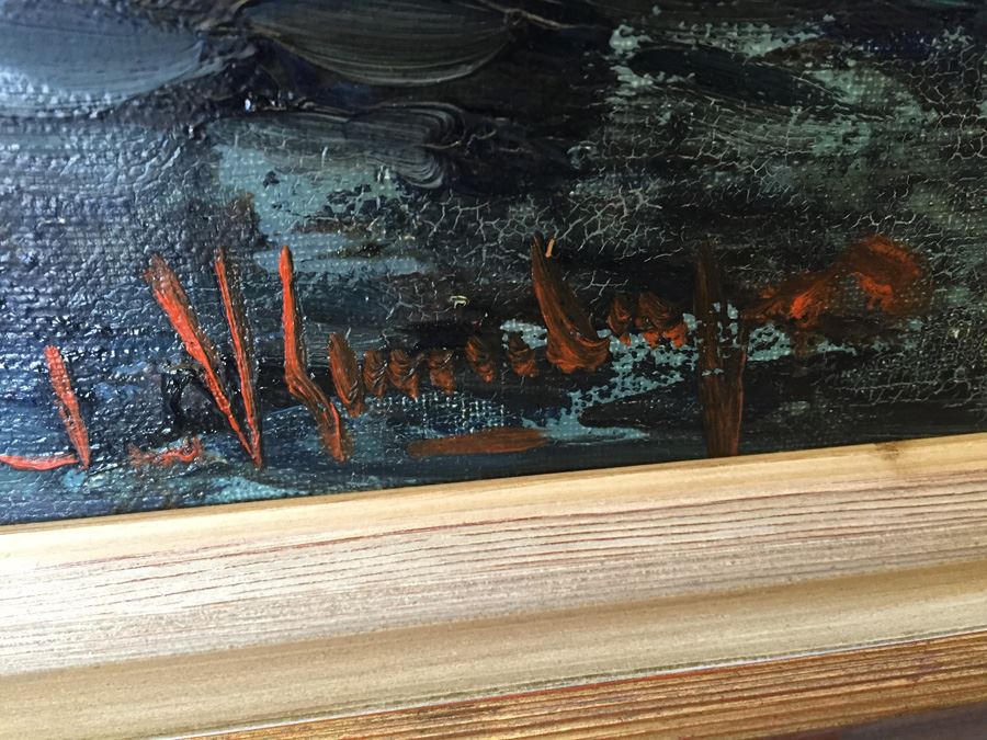 Abstract Mid-Century Oil Painting Of Mountain River Scene [Photo 3]