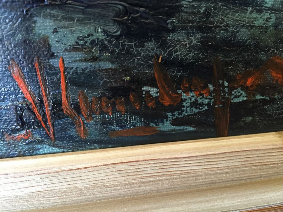 Abstract Mid-Century Oil Painting Of Mountain River Scene [Photo 11]