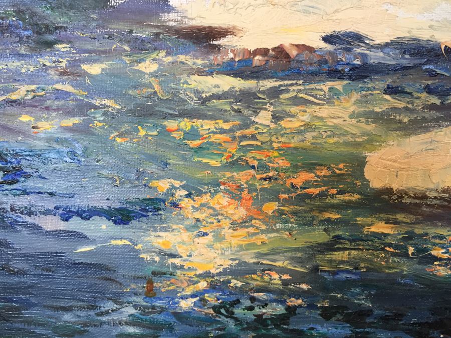 Abstract Mid-Century Oil Painting Of Mountain River Scene [Photo 2]