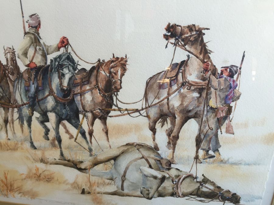 Richard Bagguley (American, 20th century) Watercolor on Paper Of Civil War Scene [Photo 9]
