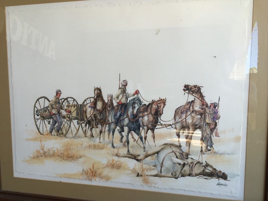 Richard Bagguley (American, 20th century) Watercolor on Paper Of Civil War Scene [Photo 8]