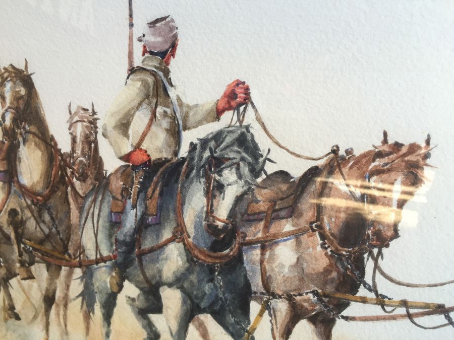 Richard Bagguley (American, 20th century) Watercolor on Paper Of Civil War Scene [Photo 6]