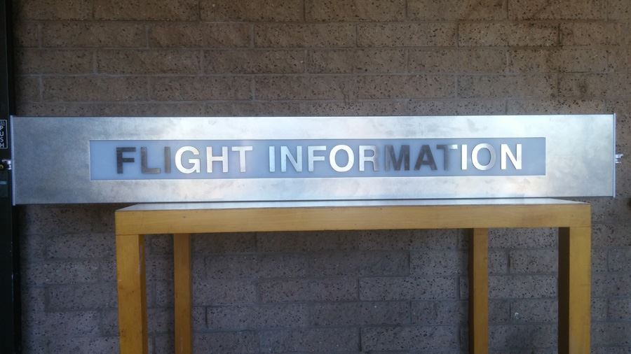 Brushed Metal FLIGHT INFORMATION Lighted Sign From LAX Los Angeles International Airport