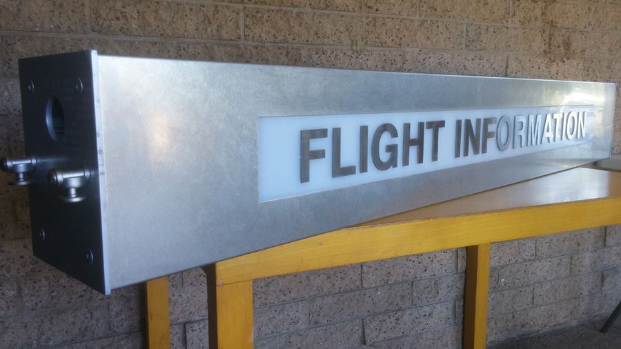 Brushed Metal FLIGHT INFORMATION Lighted Sign From LAX Los Angeles International Airport [Photo 2]
