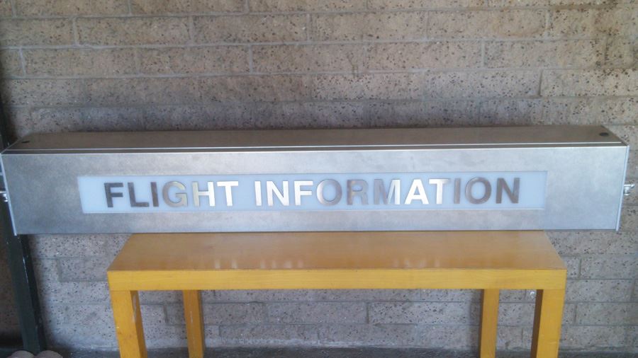 Brushed Metal FLIGHT INFORMATION Lighted Sign From LAX Los Angeles International Airport [Photo 4]