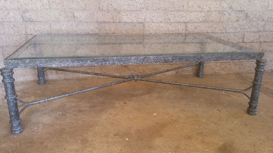 Metal Coffee Table With Beveled Glass Top