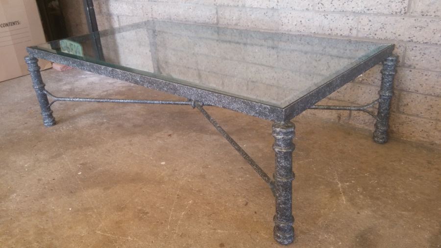 Metal Coffee Table With Beveled Glass Top [Photo 4]