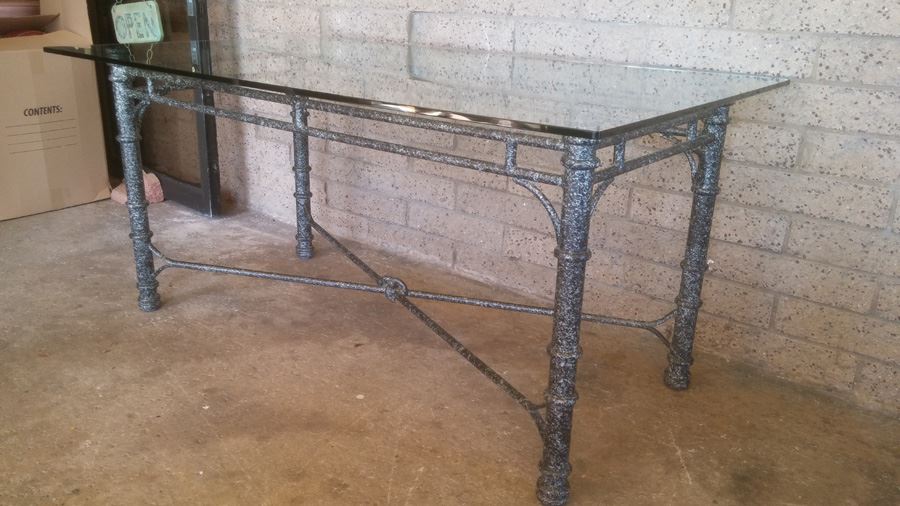 Metal Table With Thick Glass Top [Photo 4]