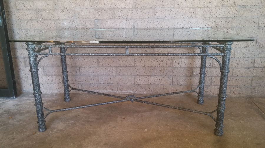 Metal Table With Thick Glass Top [Photo 2]